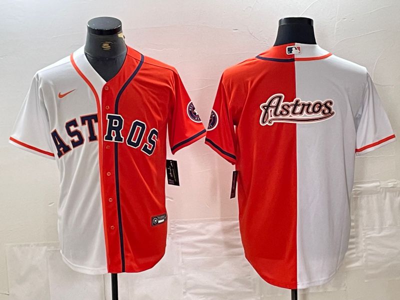 Men Houston Astros Blank White orange Nike 2024 MLB Jersey style 4